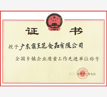 全國鄉(xiāng)鎮(zhèn)企業(yè)質(zhì)量工作先進單位